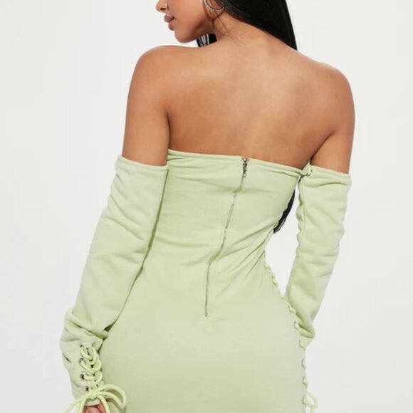Tatiana Lace Up Mini Dress Set - Lime - 1XL - Picture 5 of 8